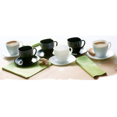 SET 6 TAZAS LUMINARC CARINE NOIR&BLANC C/PLATOS